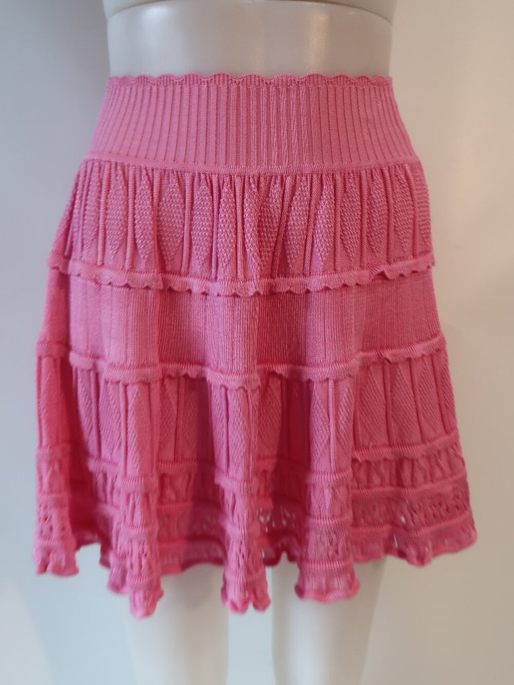 Womens LoveShackFancy Hot Pink (Item-8) Rayon Knit Mini Skirt XS